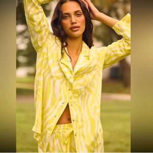 Anthropologie Zebra Citron Chartreuse Animal Print PJ Top Size XXS